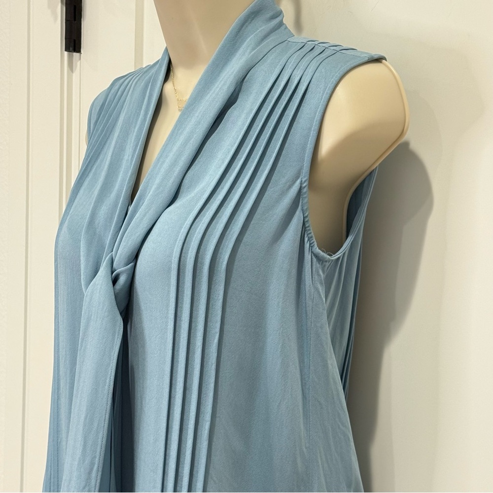 Reiss Pale Blue Sleeveless Tie-Neck Blouse - Picture 8 of 12